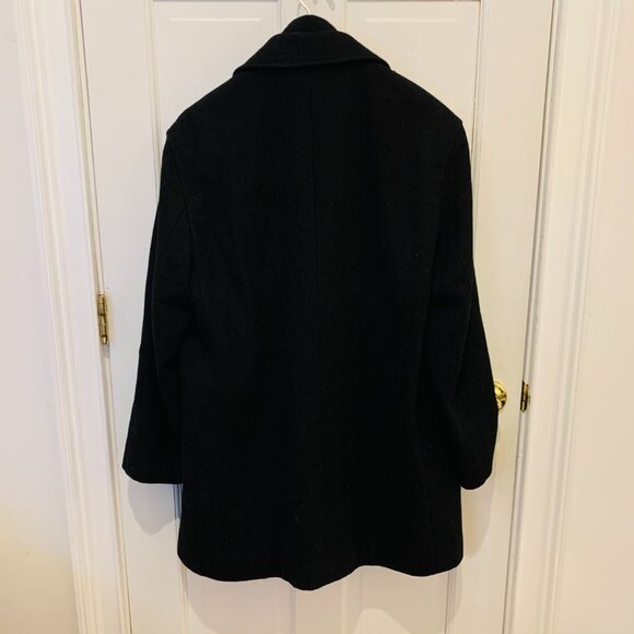 Cole Haan Men's Black Wool-blend Contrast-bib Car Coat Large - Picture 6 of 16